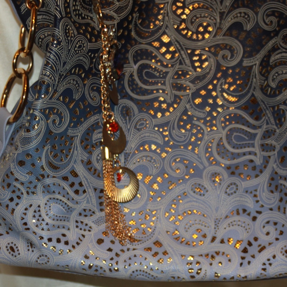 Graduated Glitter Gold Blues Stylish Handbag - Picture 4 of 9
